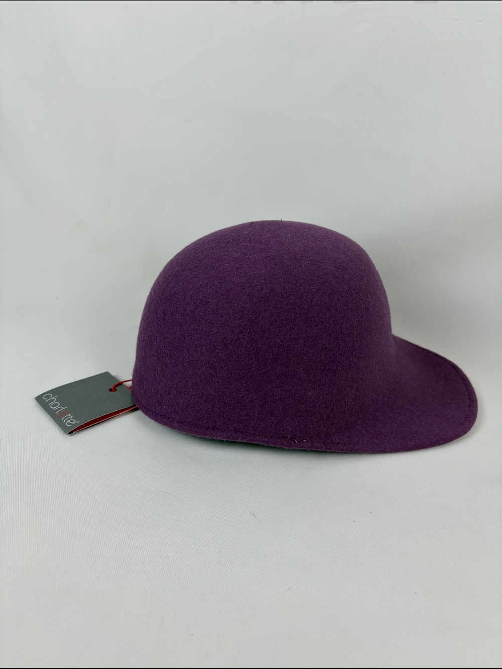 100% Wool Black Unisex Round Crown Hat Blocked Baseball Cap - Purple